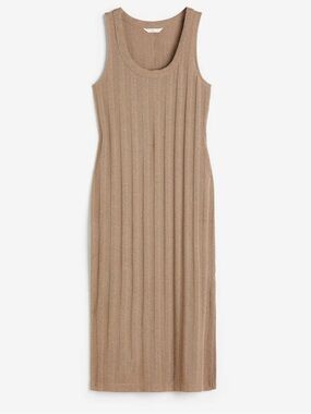 H&M Ribbed Sleeveless Maxi Dress - Taupe Beige